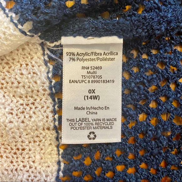 Scoop Neck Open Stitch Striped Sweater 0X - Picture 4 of 4